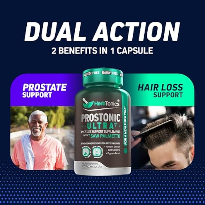 Herbtonics Prostonic Ultra: Dual Prostate & Hair Support for Men – Saw Palmetto, Beta-Sitosterol, Pumpkin Seed – Promotes Urinary Health & Natural DHT Blocking – 120 Capsules - Image 4