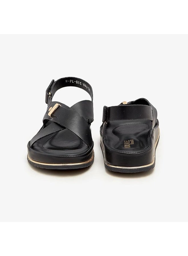 نديور صنادل منصة نادور النسائية من القطيفة المريحة | جلد صناعي متين مع تفاصيل إبزيم خفيفة ومقاومة للانزلاق | صنادل صيفية أنيقة - Image 4