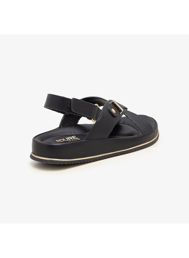 نديور صنادل منصة نادور النسائية من القطيفة المريحة | جلد صناعي متين مع تفاصيل إبزيم خفيفة ومقاومة للانزلاق | صنادل صيفية أنيقة - Image 5