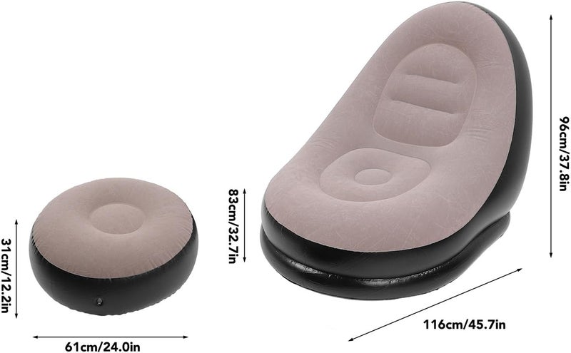 Tnfeeon Inflatable Leisure Sofa Chair Inflatable Deluxe Lounger Indoor Outdoor Camping Garden Stylish Soft Plush Fabric Flocking Lazy Couch (Coffee) - Image 2