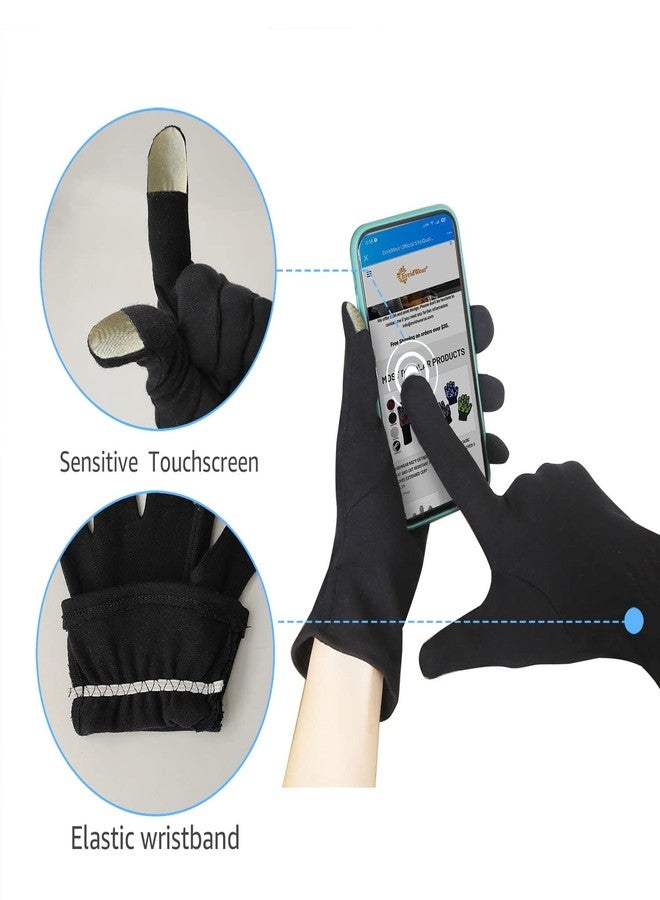 Evridwear 100% Cotton Touchscreen Moisturizing Beauty Gloves with Elastic Cuff, Natural Cosmetic Therapy Gloves for Eczema SPA Dry Hands Care Overnight (Black, Medium) 2 Pairs - Image 4