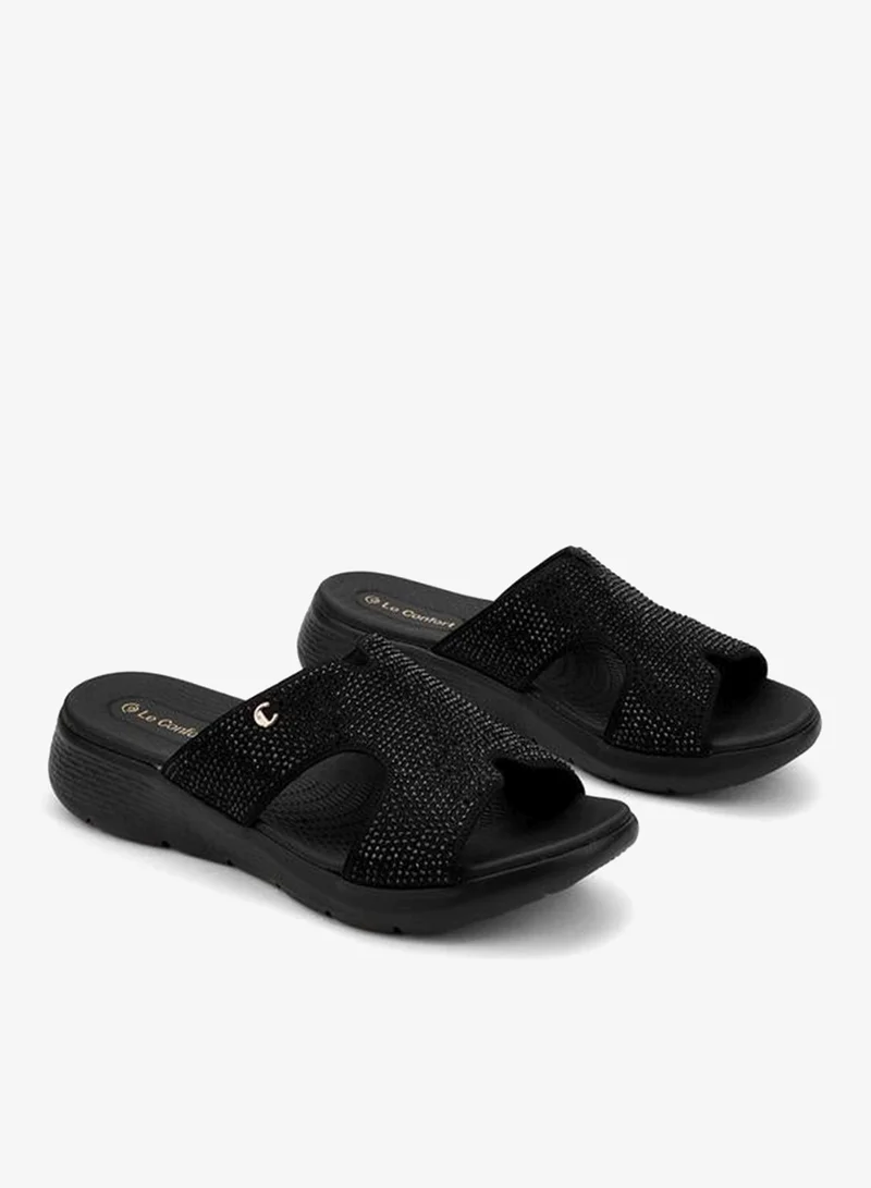 Le Confort BLACK Women Embellished Slide Sandals Ramadan Collection for Women | Best Price UAE