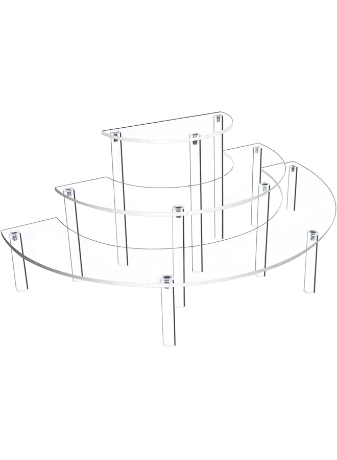 إيروريكس حامل عرض أكريليك مكون من 3 طبقات على شكل نصف قمر حامل عرض كب كيك مناسب للحلوى والكب كيك وشخصيات العطور - Image 1