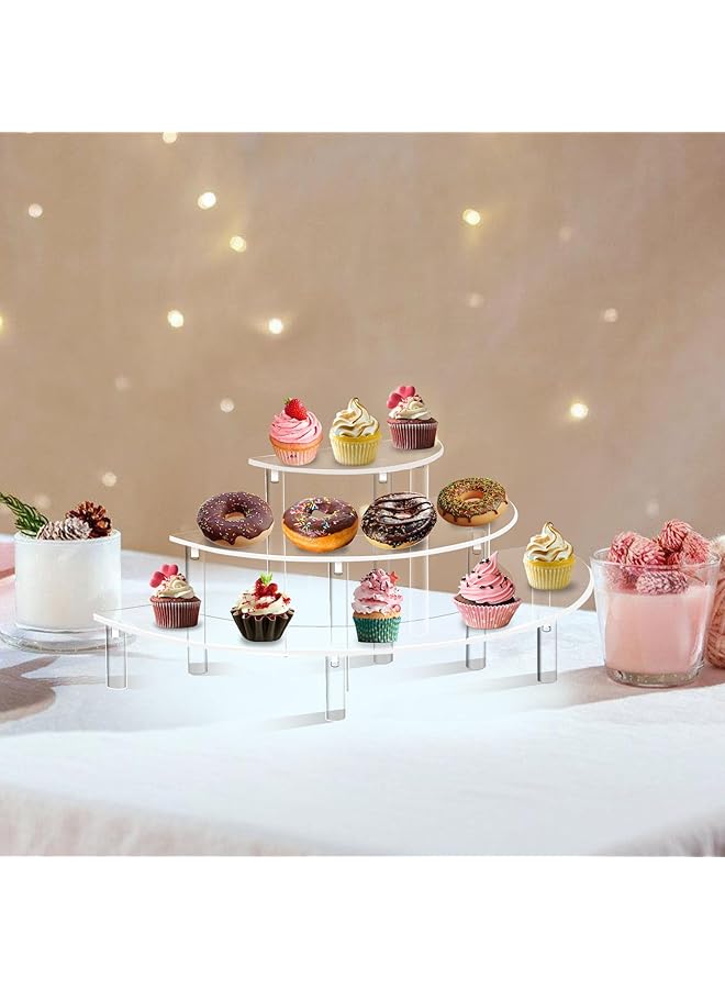 إيروريكس حامل عرض أكريليك مكون من 3 طبقات على شكل نصف قمر حامل عرض كب كيك مناسب للحلوى والكب كيك وشخصيات العطور - Image 2