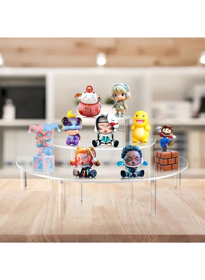 إيروريكس حامل عرض أكريليك مكون من 3 طبقات على شكل نصف قمر حامل عرض كب كيك مناسب للحلوى والكب كيك وشخصيات العطور - Image 3