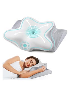 Tiokkss Memory Foam Pillow Cervical Neck Pillow - Ergonomic Bed Pillow for Neck Pain Relief, Orthopedic Contour Side Sleeper Pillow for Sleeping, Cooling Memory Foam Pillows for Back & Stomach Sleepers with Pillowcase  - Image 1