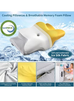 Tiokkss Memory Foam Pillow Cervical Neck Pillow - Ergonomic Bed Pillow for Neck Pain Relief, Orthopedic Contour Side Sleeper Pillow for Sleeping, Cooling Memory Foam Pillows for Back & Stomach Sleepers with Pillowcase  - Image 2