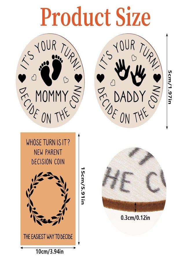 PartyYeah New Parents Decision Coin Wooden Commemorative Coin Newborn Gift Wooden Decision Flip Co-in New Mum Daddy Gifts - Image 2