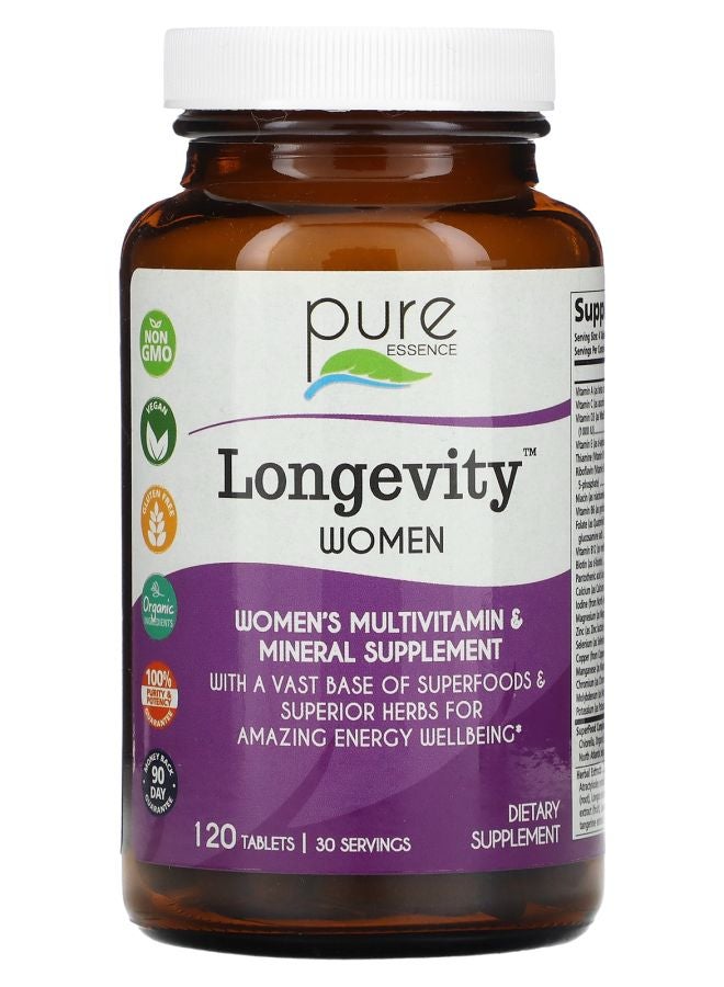 Pure Essence Longevity Women Women's Multivitamin & Mineral Supplement 120 Tablets