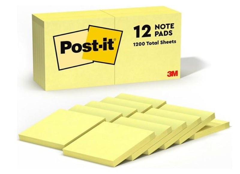 3M Post It - 654 Notes Yellow 3X3In