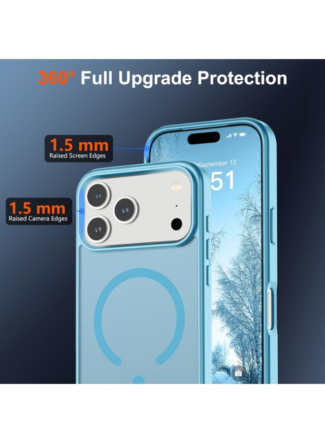 أكاليكس جراب مغناطيسي غير لامع لهاتف iPhone 17 Pro، متوافق مع MagSafe، غطاء فاخر مطلي، جراب هاتف واقي ناعم غير لامع من مادة TPU مقاوم للصدمات، (أزرق فاتح) - Image 4