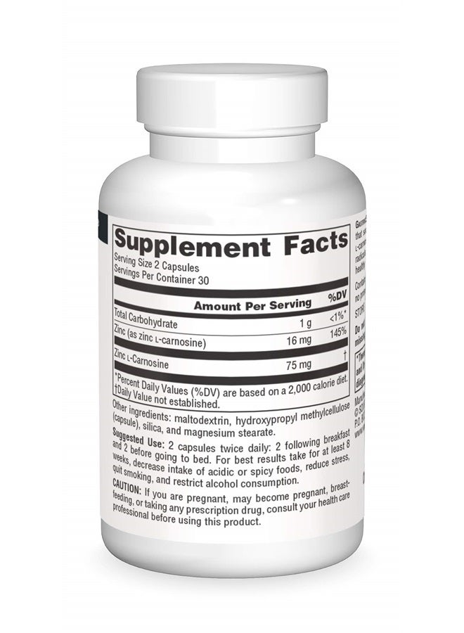 Source Naturals GastricSoothe Zinc L-Carnosine - 60 Veggie Caps - Image 3