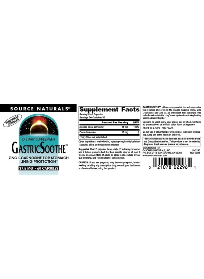 Source Naturals GastricSoothe Zinc L-Carnosine - 60 Veggie Caps - Image 4