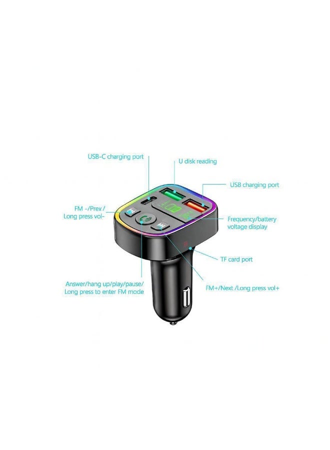 Earldom M103 Car Charger – 3.1A Fast Charging with 7-Color RGB Lighting – USB & Type-C Ports – Black - Image 4