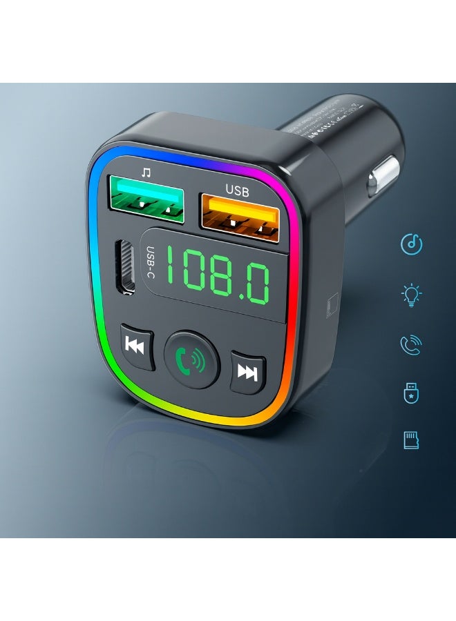 Earldom M103 Car Charger – 3.1A Fast Charging with 7-Color RGB Lighting – USB & Type-C Ports – Black - Image 3