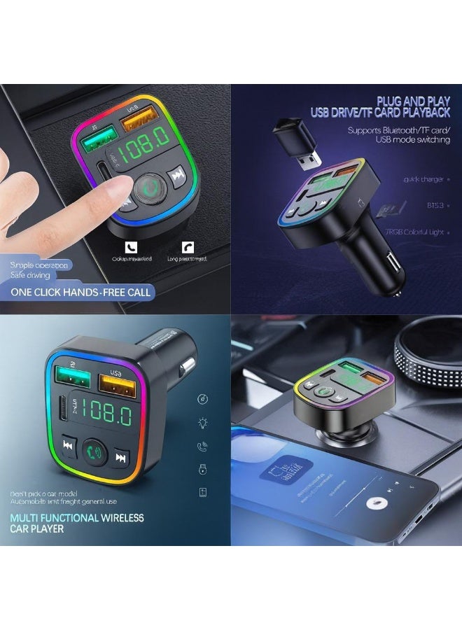 Earldom M103 Car Charger – 3.1A Fast Charging with 7-Color RGB Lighting – USB & Type-C Ports – Black - Image 5