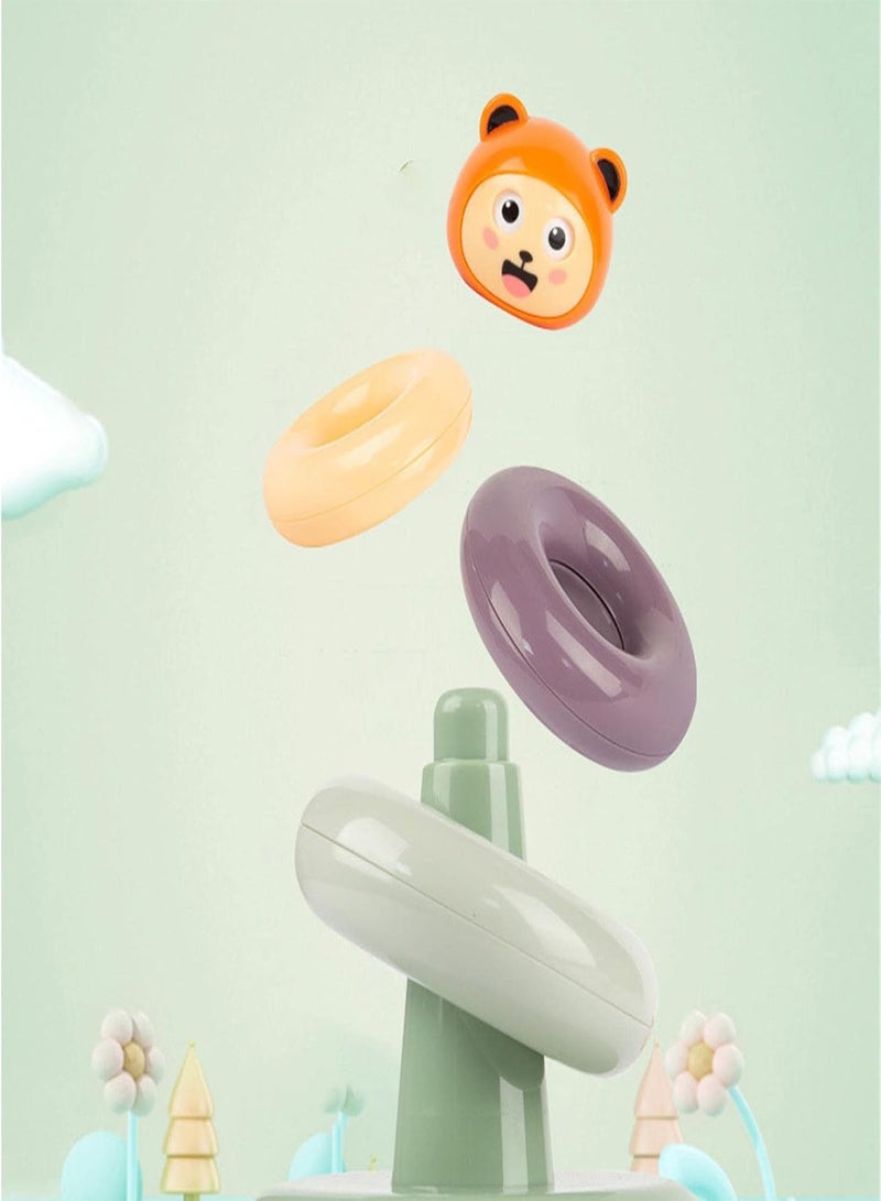 GGOOT Stacking Rings Toy,Stacking Rings Baby Toy With Cute Bear | Stacking Rings Toy With Magnetic Ferrule Column And Tumbler Chassis Design  - Image 5