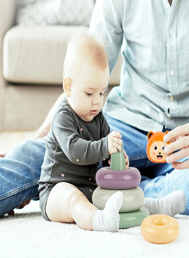 GGOOT Stacking Rings Toy,Stacking Rings Baby Toy With Cute Bear | Stacking Rings Toy With Magnetic Ferrule Column And Tumbler Chassis Design  - Image 3