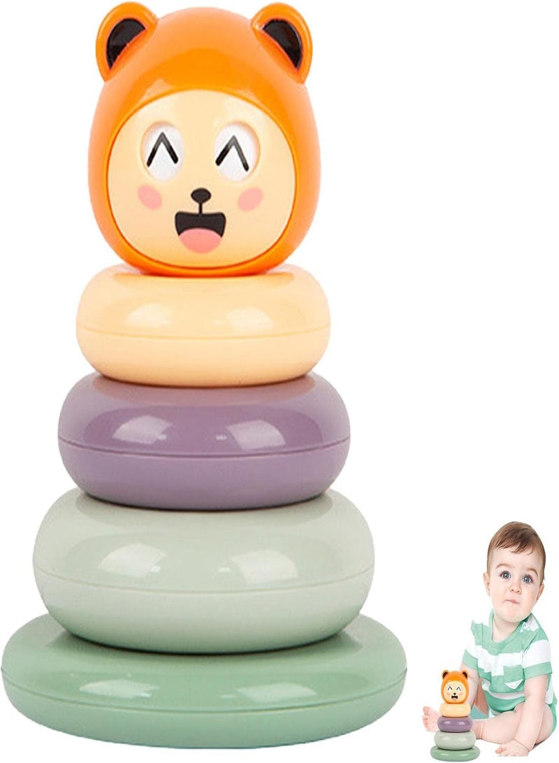 GGOOT Stacking Rings Toy,Stacking Rings Baby Toy With Cute Bear | Stacking Rings Toy With Magnetic Ferrule Column And Tumbler Chassis Design  - Image 1