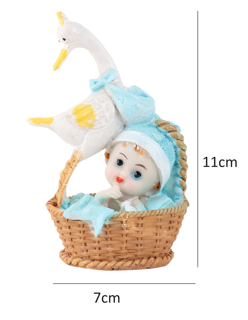 Chocozone New Born Girl Baby Announcing Signs Cake Toppers, Duck Carrying Baby (Blue) - Image 5