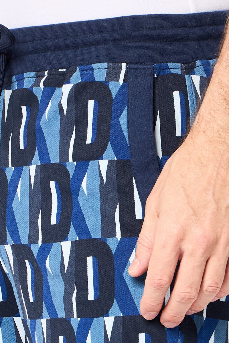 DKNY Men Allover Print Drawstring Shorts, Multicolor - Image 3