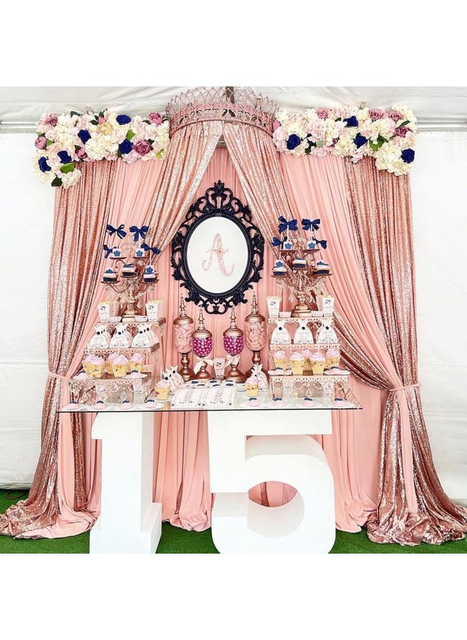 QueenDream - Rose Gold Sequin Backdrop Curtains Panels 4 Pieces 2FTx8FT Wedding Backdrop for Bridal Shower Brithday Party Decor - Image 1