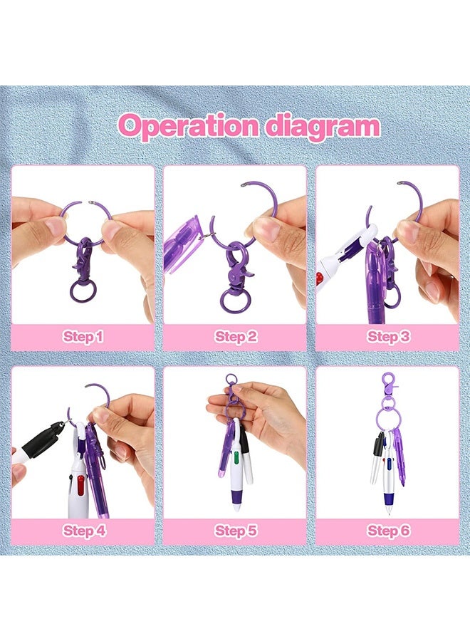 Quantum 2 PCS Mini Highlighter Pen, Retractable Ballpoint with Nursing Keychain Clip, Badge Reel Highlighter for Badge Include Tip Retractable Ball with Keychain Clip for Office (Pink & Purple) - Image 4