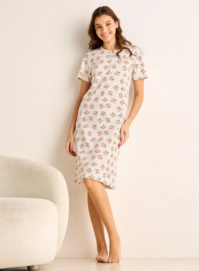 سبلاش فيڤ Printed Sleepshirt with Short Sleeves