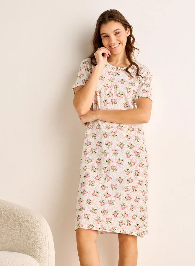 سبلاش فيڤ Printed Sleepshirt with Short Sleeves