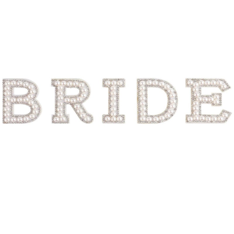 Mrs Bride I Do Rhinestone Pearl Letter Iron-on Patch BRIDE white diamond sticker