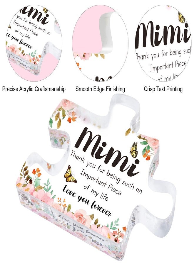 Lamyba Mimi Gifts, Mimi Gifts for Grandma for Christmas/Thanksgiving Day/Mothers Day, Perfect Presents for Grandmather for Birthday, Valentines Day, Mimi Engraved Acrylic Block Puzzle Piece - Image 3