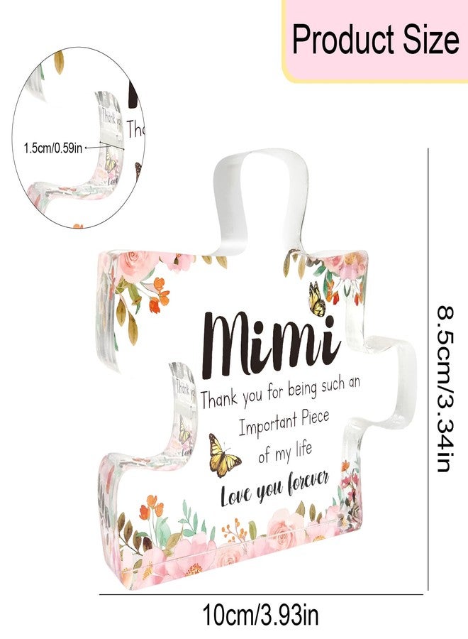 Lamyba Mimi Gifts, Mimi Gifts for Grandma for Christmas/Thanksgiving Day/Mothers Day, Perfect Presents for Grandmather for Birthday, Valentines Day, Mimi Engraved Acrylic Block Puzzle Piece - Image 2