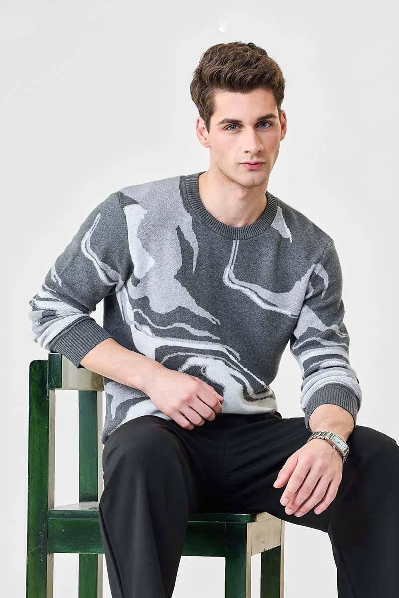 SNITCH Full Sleeve Abstract Sweater