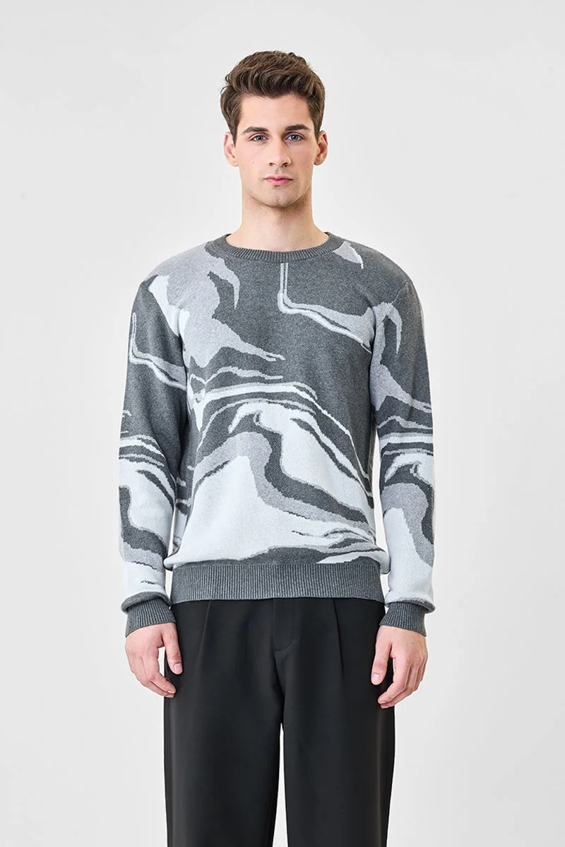 سنيتش كنزة بأكمام كاملة بتصميم تجريدي