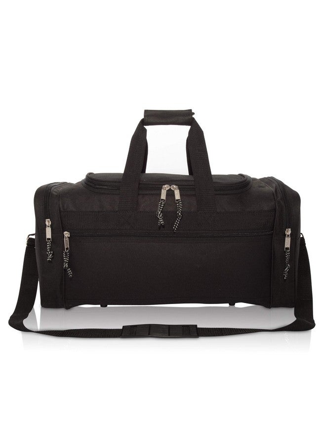 DALIX 21" Blank Sports Duffle Bag Gym Bag Travel Duffel Adjustable Strap in Black - Image 2