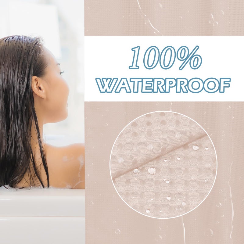 EUTXL Blush Pink Long No Hook Duster Stain مع Snap في بطانة 230GSM الستائر نسج Waffle Waffle للحمام 71W × 86H - Image 4