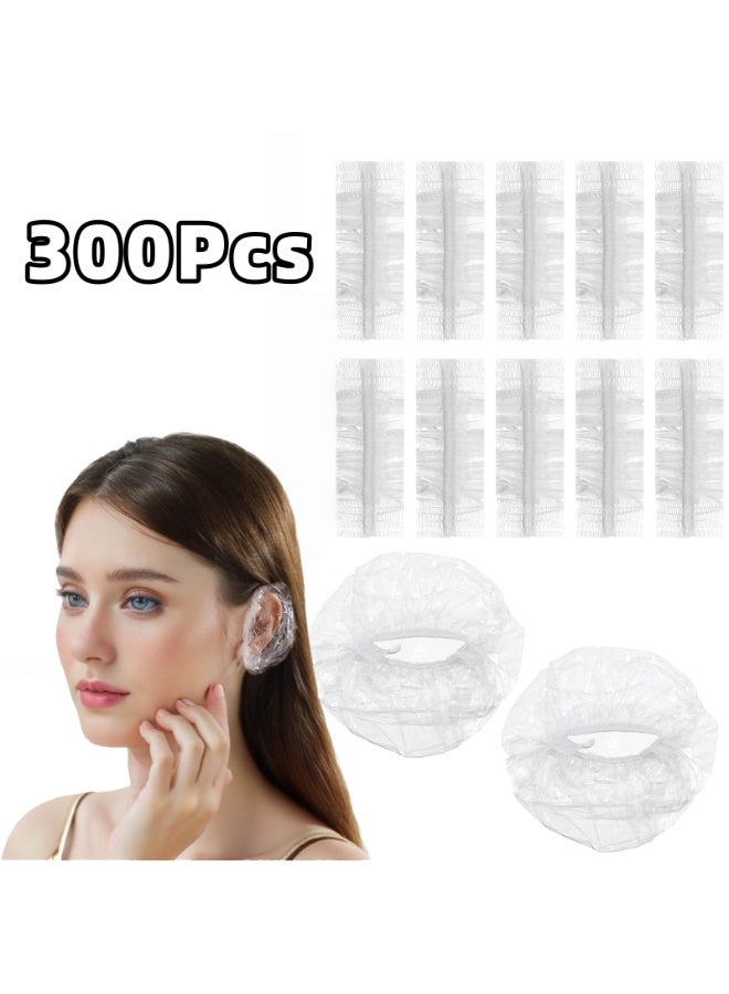 Winner 300 Pcs Disposable Ear Covers for Shower, Clear Waterproof Ear Covers for Bathing, Waterproof Plastic Ears Shower Caps for Hair Dye Spa Salon Beauty Treatments - Image 1