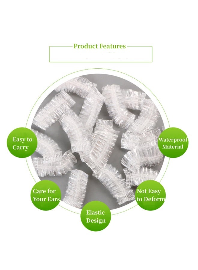 Winner 300 Pcs Disposable Ear Covers for Shower, Clear Waterproof Ear Covers for Bathing, Waterproof Plastic Ears Shower Caps for Hair Dye Spa Salon Beauty Treatments - Image 3