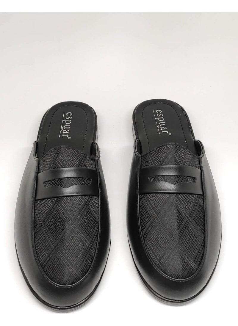 Espuar 423 Baklava Pattern Men's Slippers - Black  - Image 3