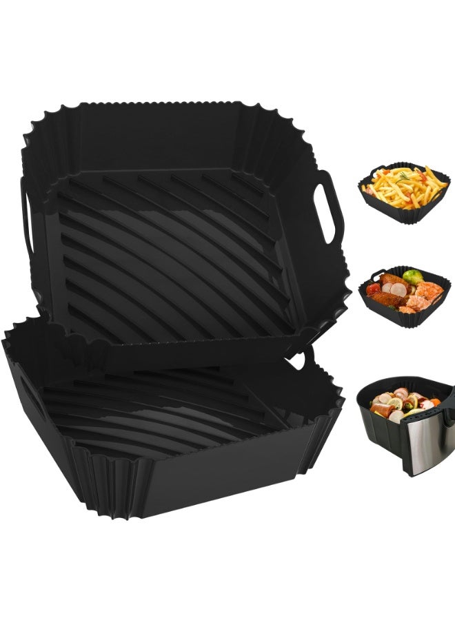 Bukela 2 Pack Reusable Silicone Air Fryer Liners, 7.1 Inch Air Fryer Liners 4-7 QT Square Air Fryer Liners Silicone Pot Oven Liner Baking Tray, Air Fryer Basket Mat Silicone Bowl Air Fryer Accessories - Image 1