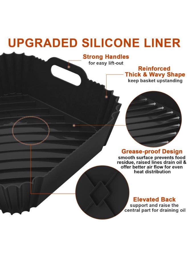 Bukela 2 Pack Reusable Silicone Air Fryer Liners, 7.1 Inch Air Fryer Liners 4-7 QT Square Air Fryer Liners Silicone Pot Oven Liner Baking Tray, Air Fryer Basket Mat Silicone Bowl Air Fryer Accessories - Image 3