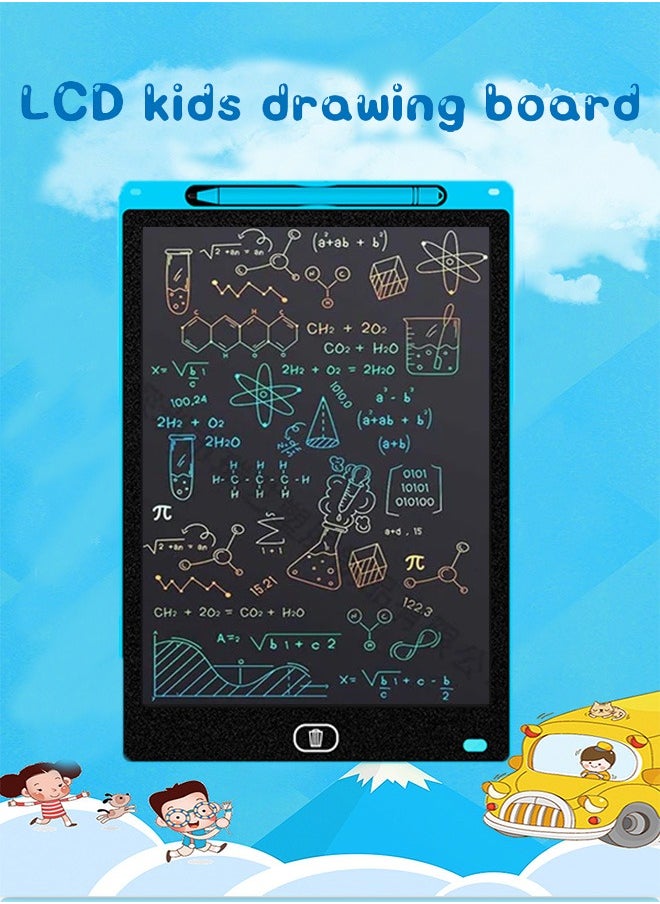 Generic LCD Writing Tablet for Kids, 12 Inch Colorful Doodle Board Drawing Pad, Erasable Electronic Painting Pads, Reusable Writing Pad, with Lock Function Educational Toy Gift for Girls Boys Toddlers (Blue)  - Image 1