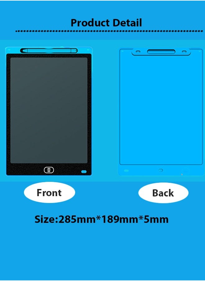 Generic LCD Writing Tablet for Kids, 12 Inch Colorful Doodle Board Drawing Pad, Erasable Electronic Painting Pads, Reusable Writing Pad, with Lock Function Educational Toy Gift for Girls Boys Toddlers (Blue)  - Image 2