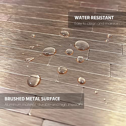 Homeart Peel and Stick Backsplash for Kitchen, Brushed Aluminum Copper Backsplash Metal Stick on Wall Tile (12 Sheets) - Image 5