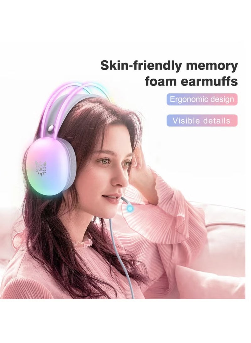onikuma X25 RGB Gaming Headset – Stereo Sound, Noise-Canceling Microphone, LED RGB Lighting, Comfortable Over-Ear Design, Ideal for Gaming, Streaming, and Online Communication  - Image 5