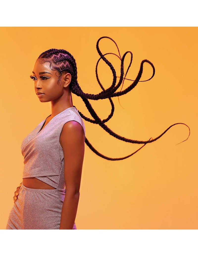 إستيل وصلات شعر صناعية ممددة مسبقًا بطول 66.36 سم، ضفائر شعر احترافية من ياكي، أنماط كروشيه، ألياف كانيكالون 100%، مقاومة للعرق، متينة وسهلة التضفير، أسود 3 قطع - Image 2