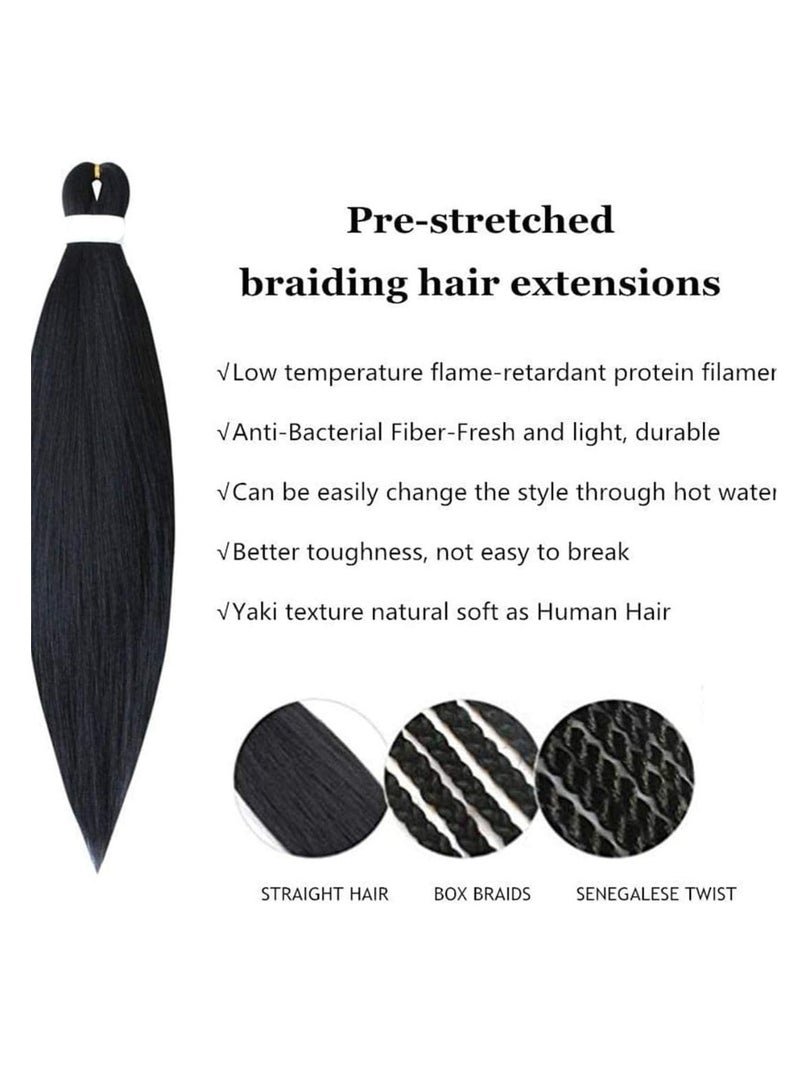إستيل وصلات شعر صناعية ممددة مسبقًا بطول 66.36 سم، ضفائر شعر احترافية من ياكي، أنماط كروشيه، ألياف كانيكالون 100%، مقاومة للعرق، متينة وسهلة التضفير، أسود 3 قطع - Image 5