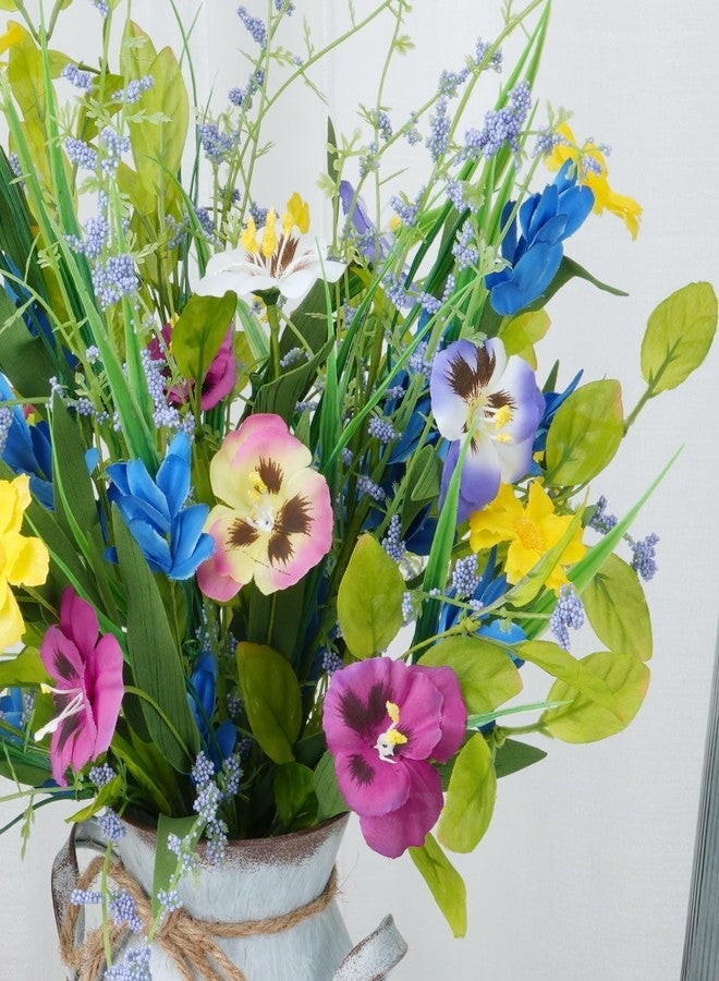 HO2NLE 3 Bundles Artificial Spring Flowers Fake Wildflowers Pansy Flowers Silk Flowers with Stems Colorful Flowers Arrangements for Home Kitchen Garden Table Centerpieces Easter Decor - Image 5