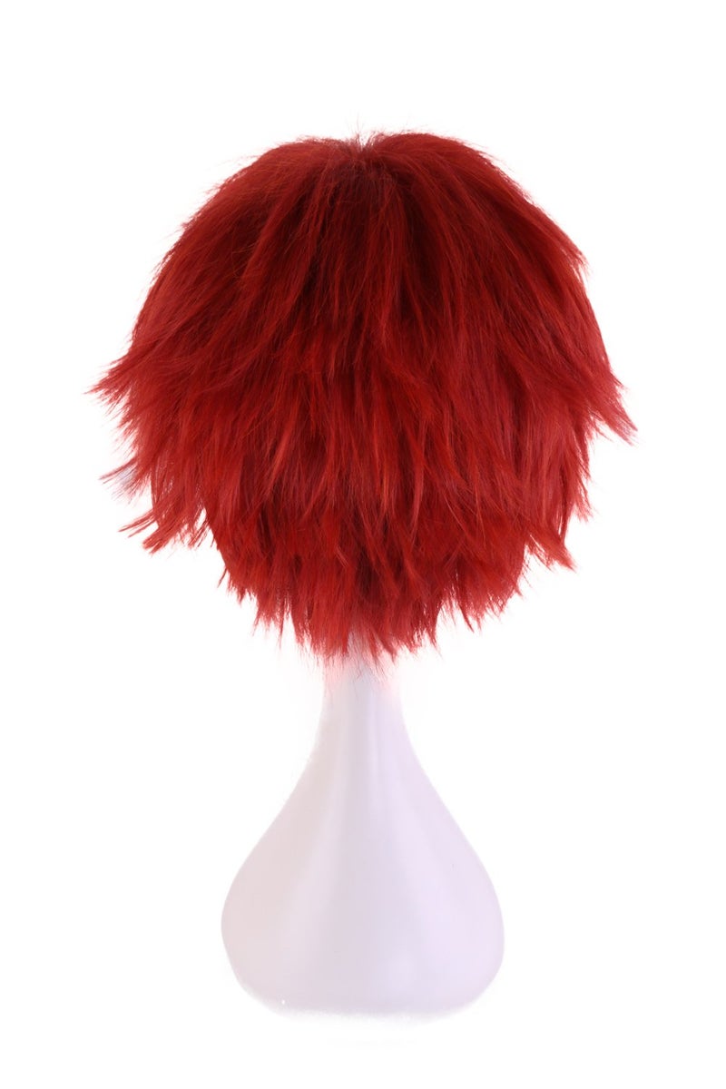HH Building Short Layered Curly Anime Fashionable Cosplay Costume Wig Red Hair 12 Inch - Image 4