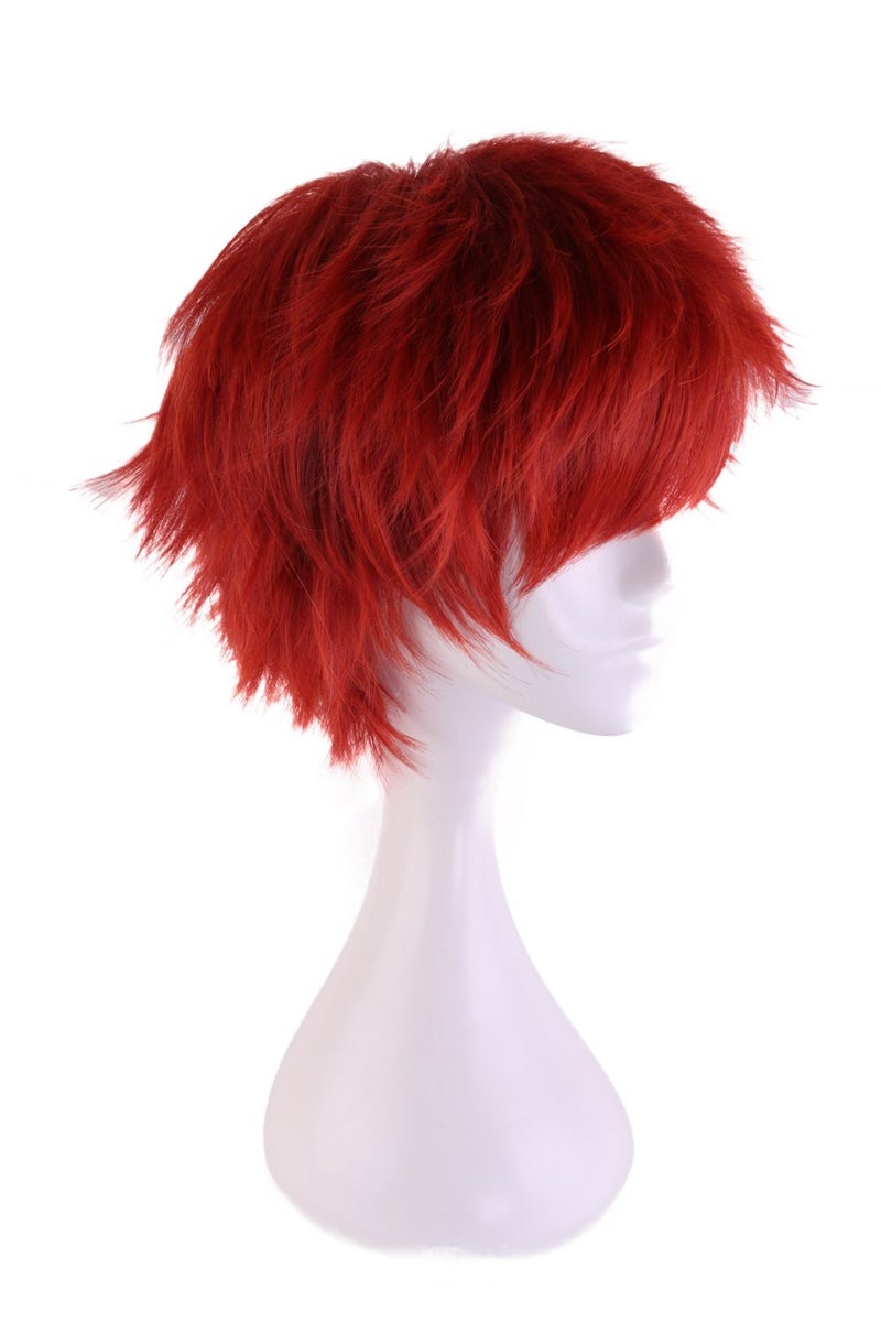 HH Building Short Layered Curly Anime Fashionable Cosplay Costume Wig Red Hair 12 Inch - Image 3